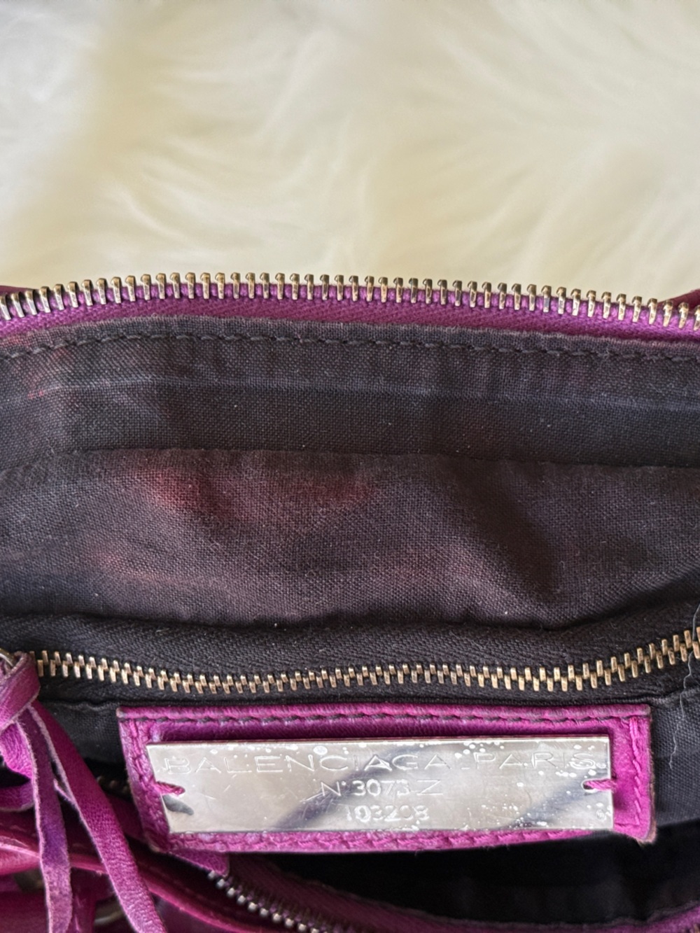 BALENCIAGA CITY BAG FIRST BAG 2005 CHÈVRE LEATHER PURPLE VINTAGE W/MIRROR - Picture 14 of 16
